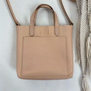 Madewell Small Transit Tote Top Handle Crossbody Leather Nude